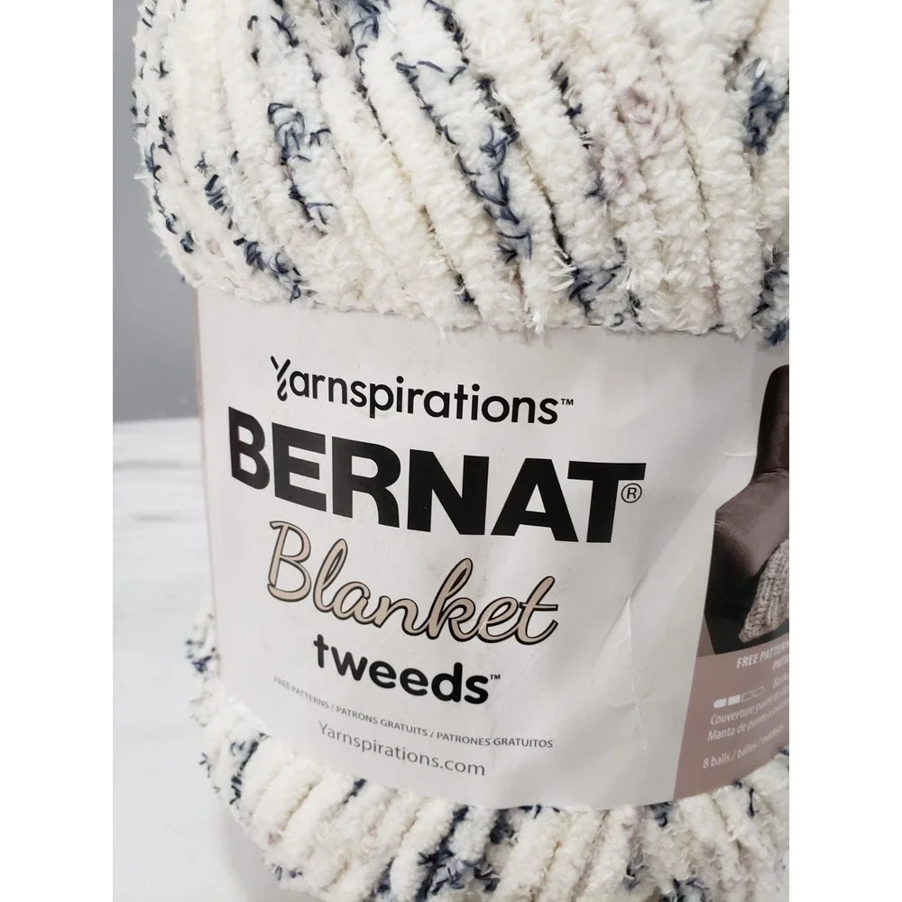 Bernat Blanket Tweed Yarn, Ivory Tweed Color, 10.5 oz, Super Bulky 6‎ Weight